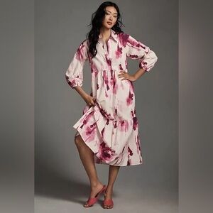 EUC The Bettina Tiered Shirt Dress by Maeve, Size M petite